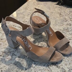 Calvin Klein Taupe Suede Heels